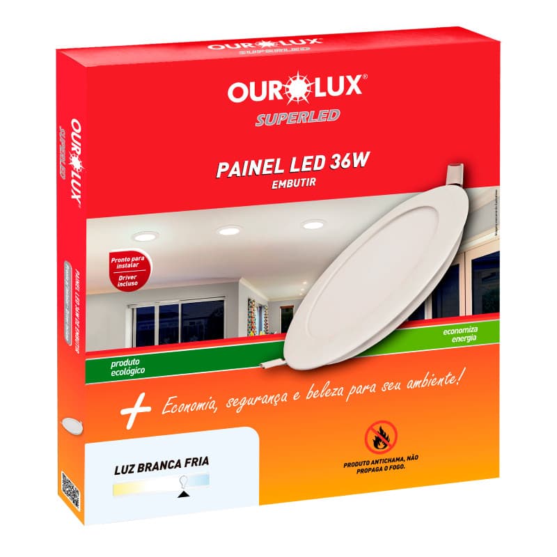 Luminaria Embutir Redonda Led 36w Ourolux 6500k