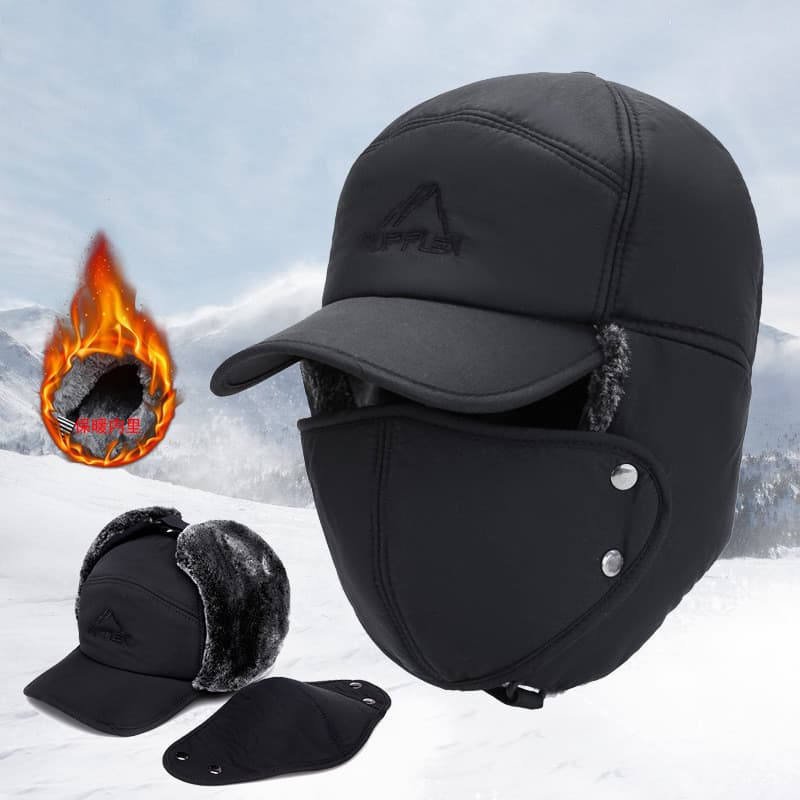 Chapéu de Inverno Quente e Espesso para Homens, Chapéu Bomber de Pele Sintética com Protetores de Orelha, Bonés Térmicos