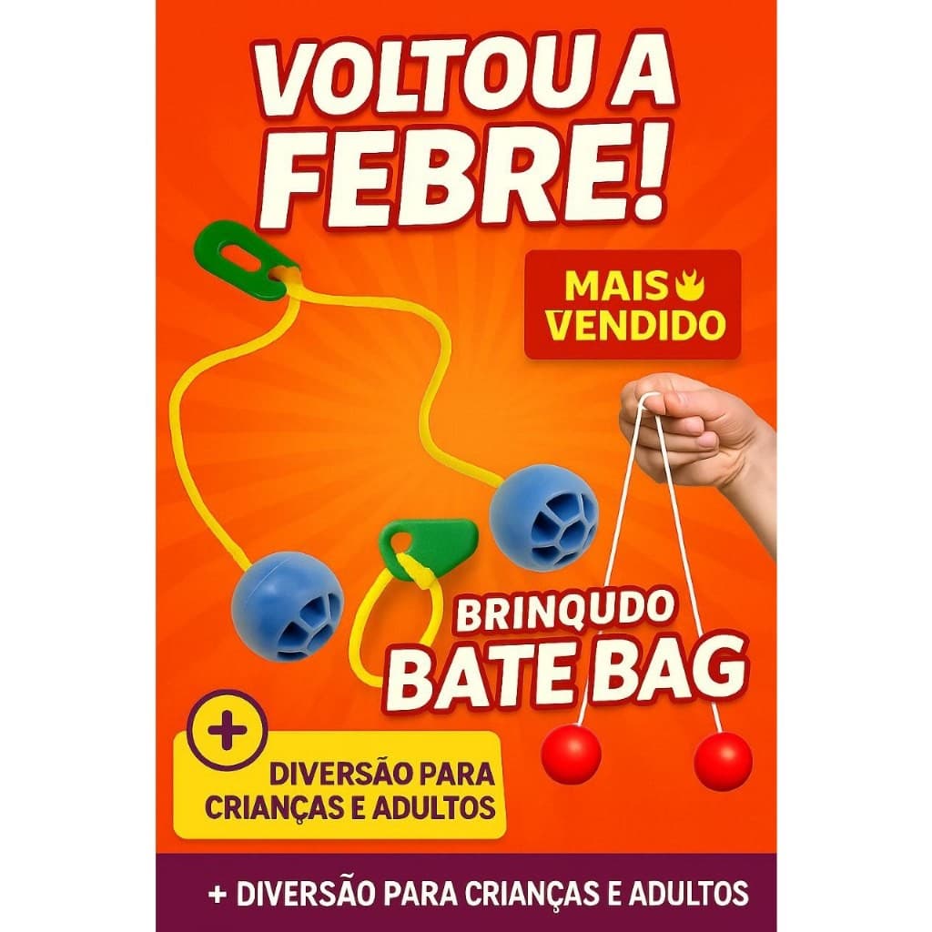 Brinquedo Retro Bola Bate Bate Anos 80 Bate Bag Teco Teco Boli Bolacho Diversão Adulto Infantil