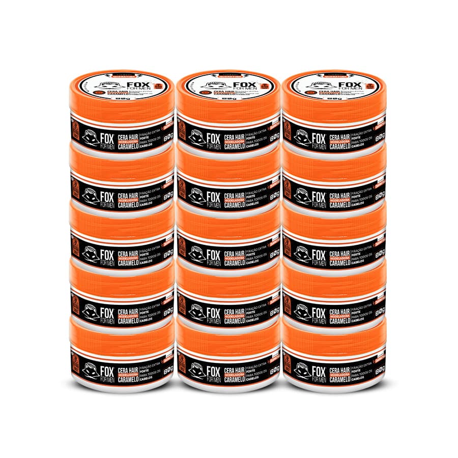 Cera Hair Caramelo 80g Fox For Men - 15 Unidades - Modeladora Capilar Revenda Barbearia