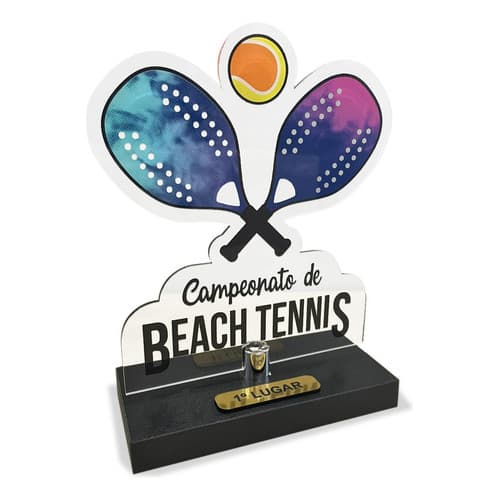 Troféu Beach Tennis Raquete Masculino Feminino Acrílico
