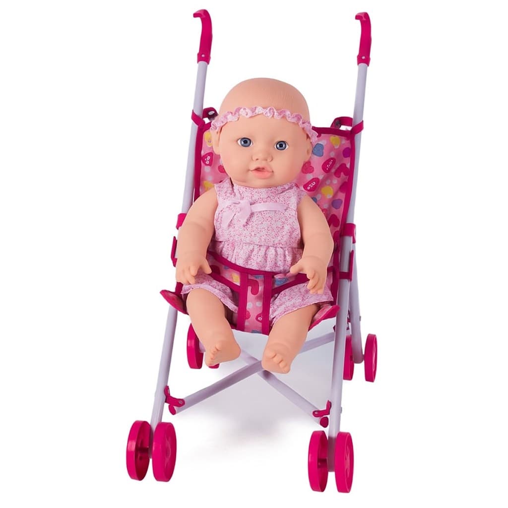 Kit Boneca Sapekinha Faz Xixi C/ Fralda Mamadeira Carrinho