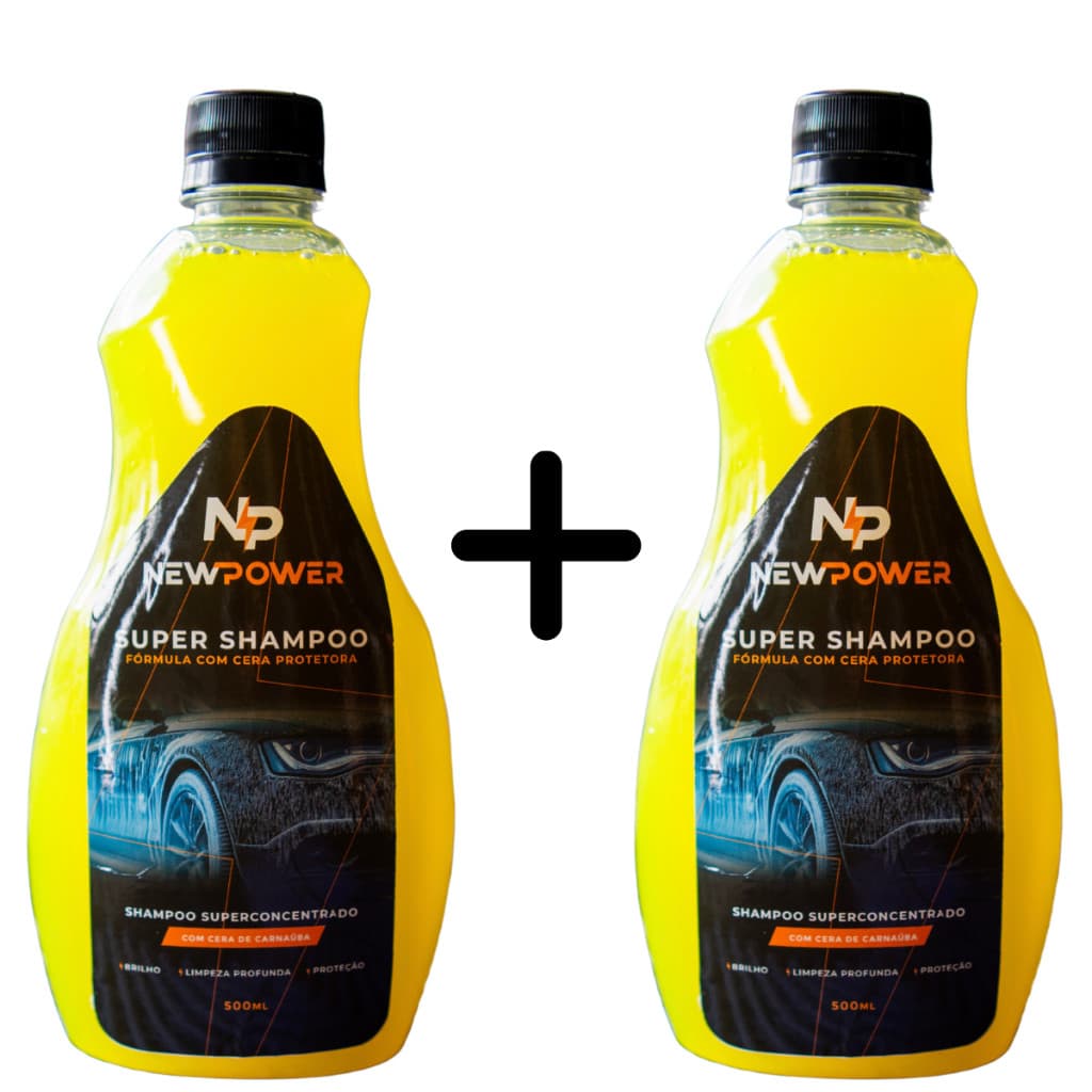 (2 UNI) Shampoo Para Carros - Ph Neutro New Power limpeza simples e Pesada Alta concentração Super