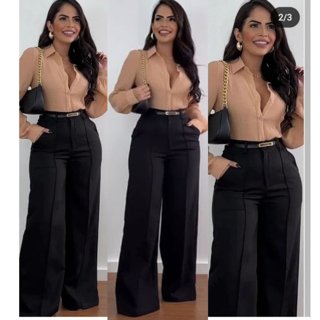 Calça Pantalona de Alfaiataria com Camisa Social – Elegância para Congressos e Escritório