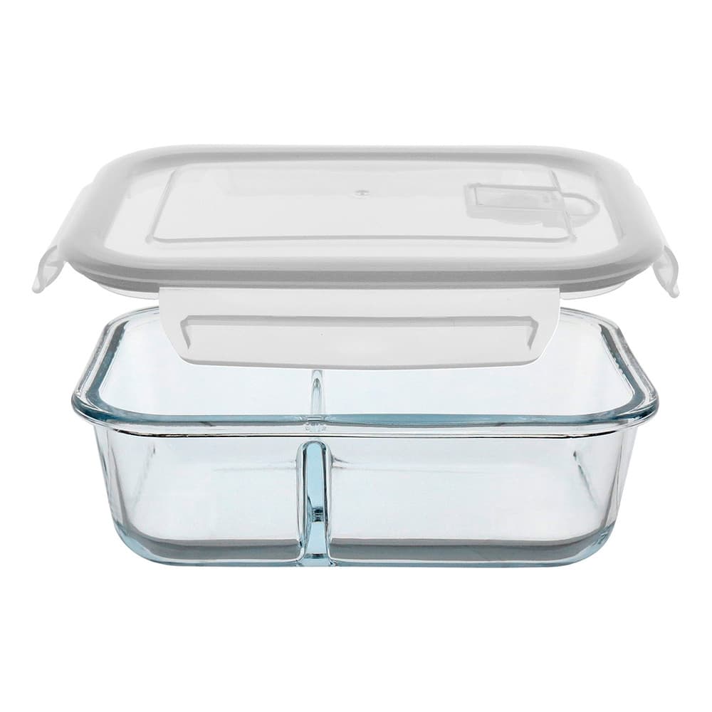 Pote Hermético Grande  Vidro 1L com 2 Divisões Transparente Home&Co