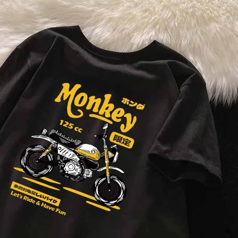 Verão Retro Motocicleta Impressão Esportes Camiseta Manga Curta Plus Size Topos De Algodão De Alta Qualidade Preta Mascu