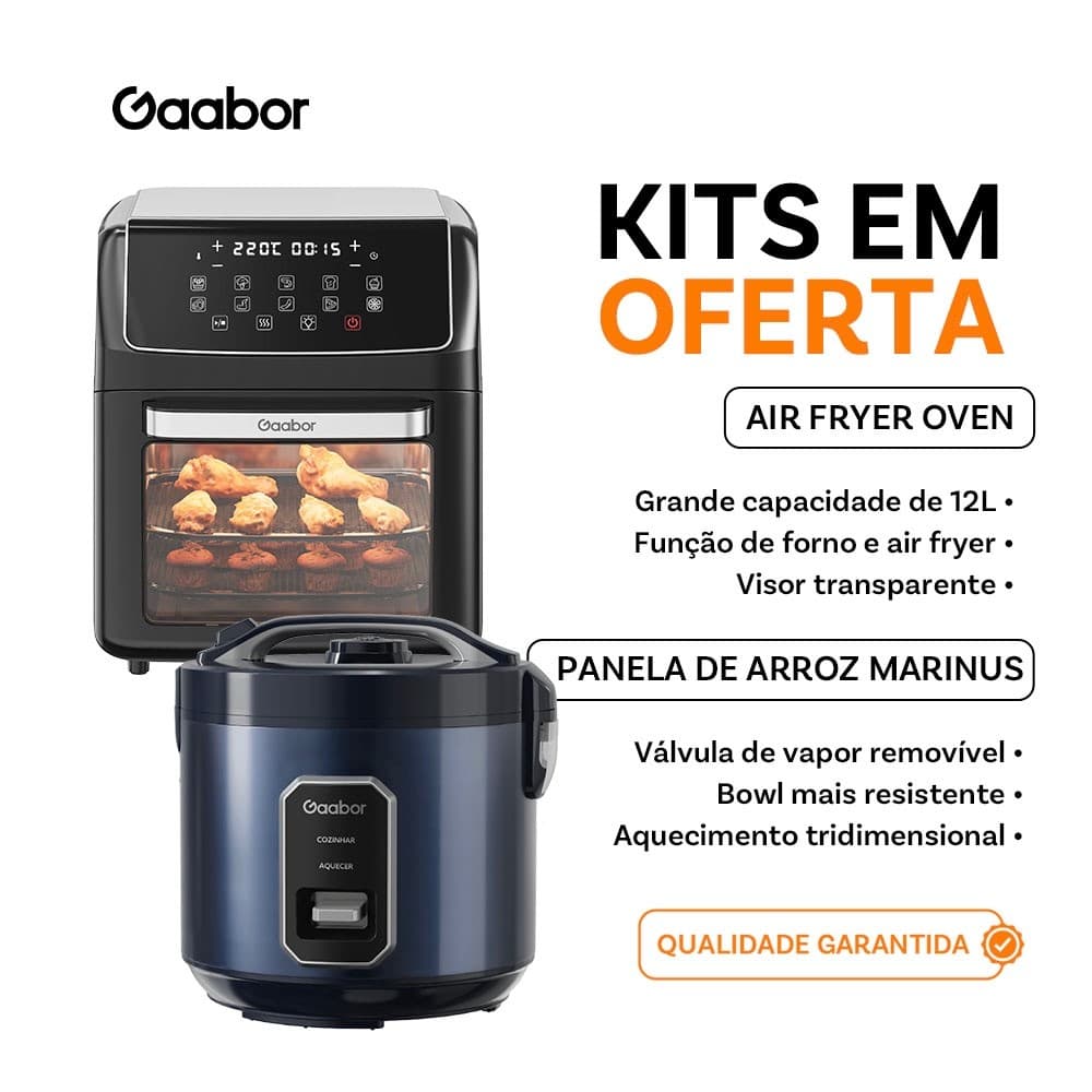 [Venda em conjunto]Gaabor Air Fryer Oven Elétrica 12L Digital Preta + Eletrodomésticos de cozinha