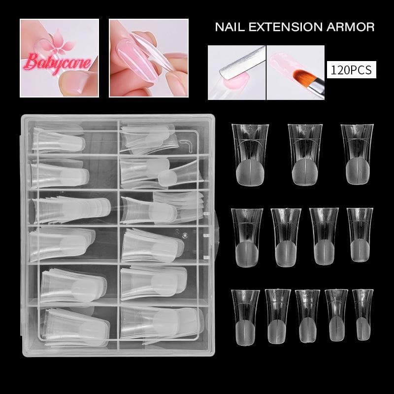 BYCE > 120 Pçs/Caixa Moldes De Unhas Em Forma De Pato Dupla Cobertura Completa Molde De Gel De Construção Rápida Acrílic