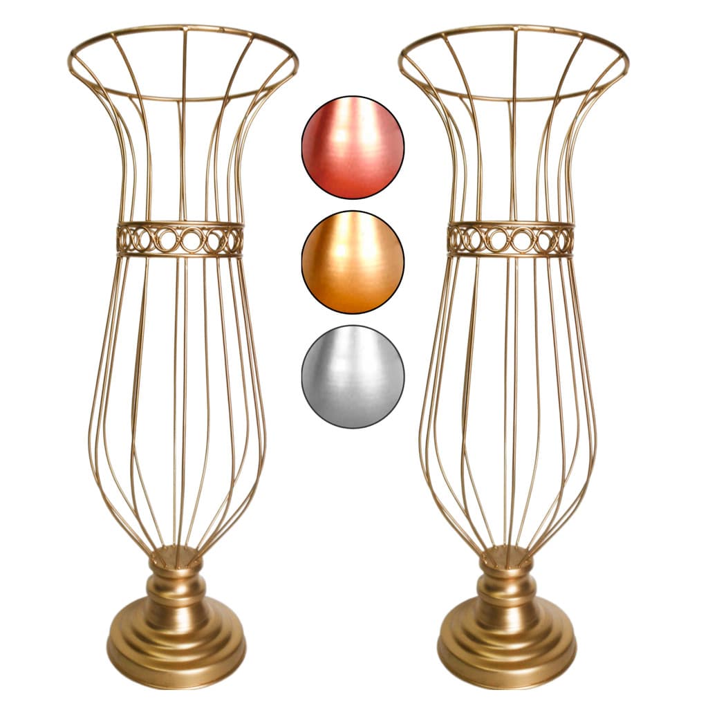 2 Vaso Dourado Jarros Armação Paris 60cm Para Pedrarias Decoração De Mesa Festa