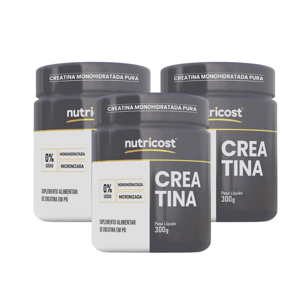 3X CREATINA NUTRICOST 100% PURA 300G | MAIS FORÇA E RESISTÊNCIA