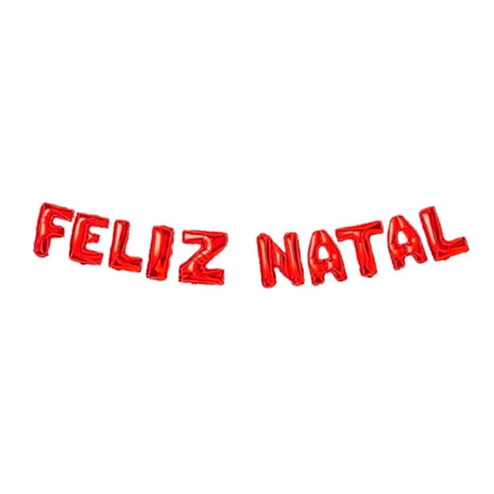 Kit Balões Feliz Natal Metalizado Vermelho De 37 Cm