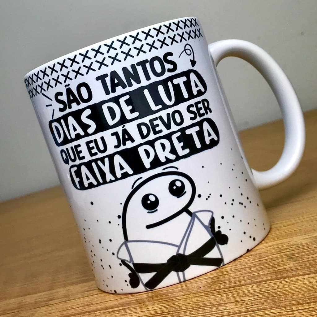 Caneca Flork Porcelana Personalizado Meme Faixa Preta