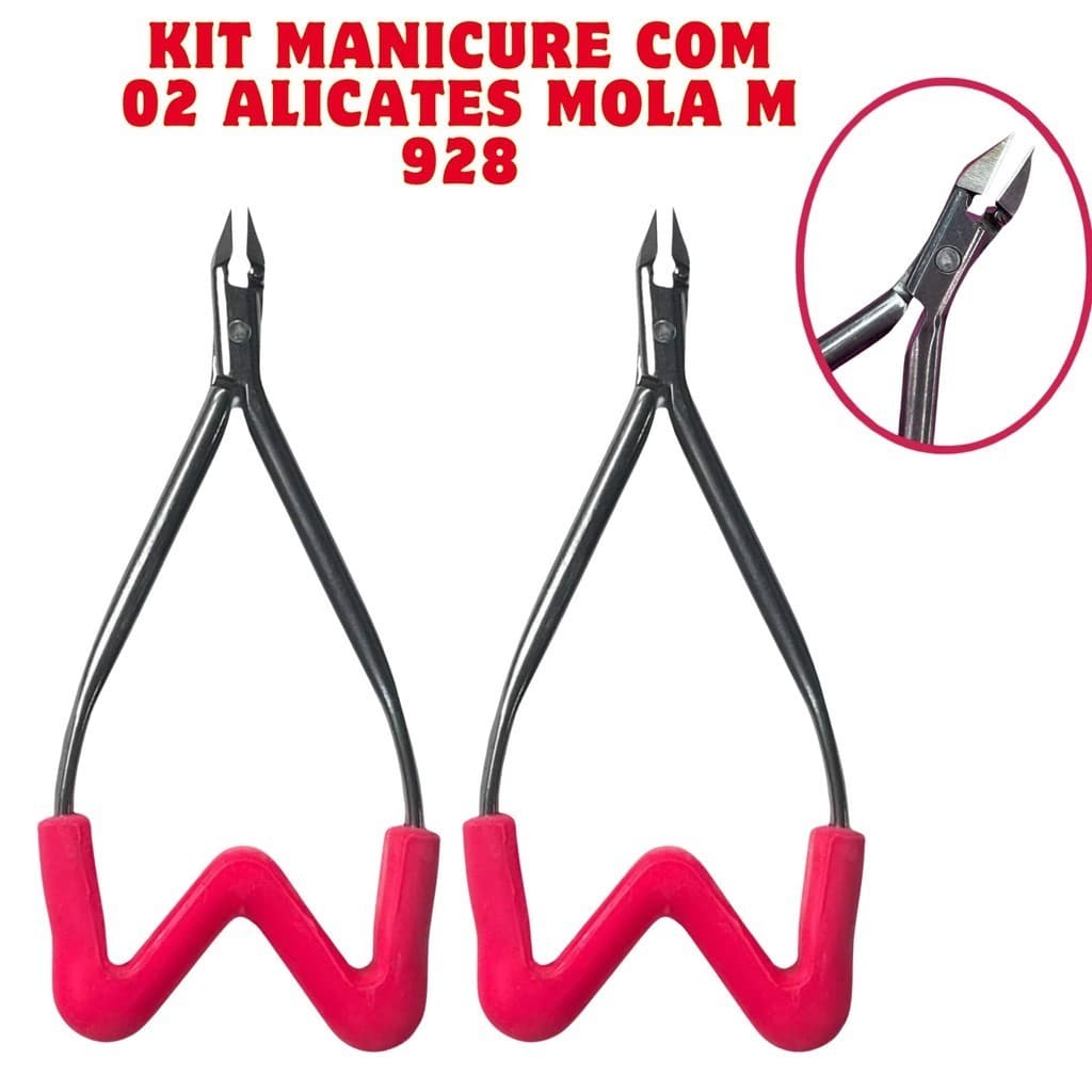 Kit com 02 Alicates de Cutículas Mola M 928 Delicate - Kit Manicure