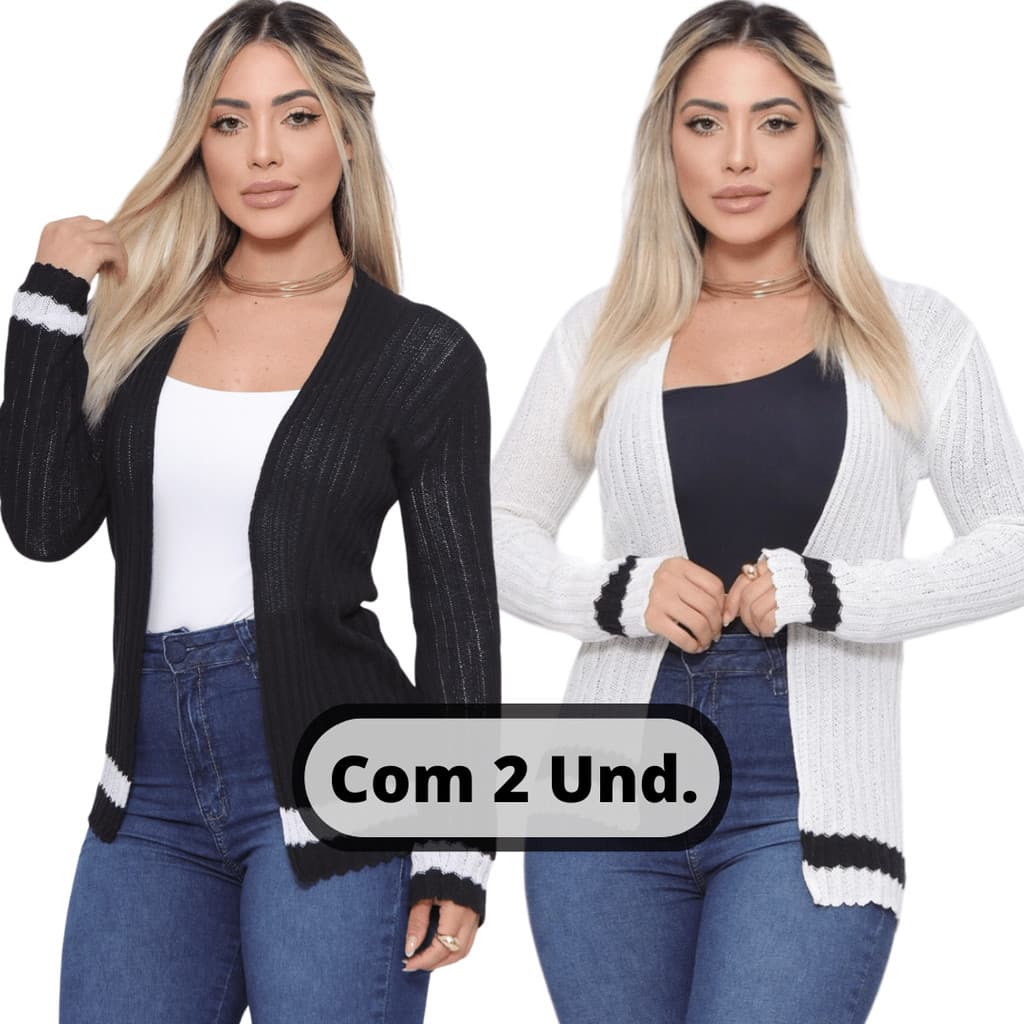 Casaquinho KIT 2 Unidades Feminino Canelado Fashion Coringa