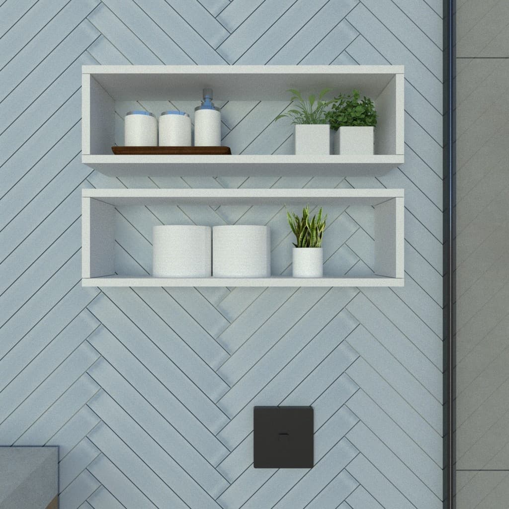 Nicho Retangular P15cm Minimalista Branco MDF Organizador Banheiro Lavanderia