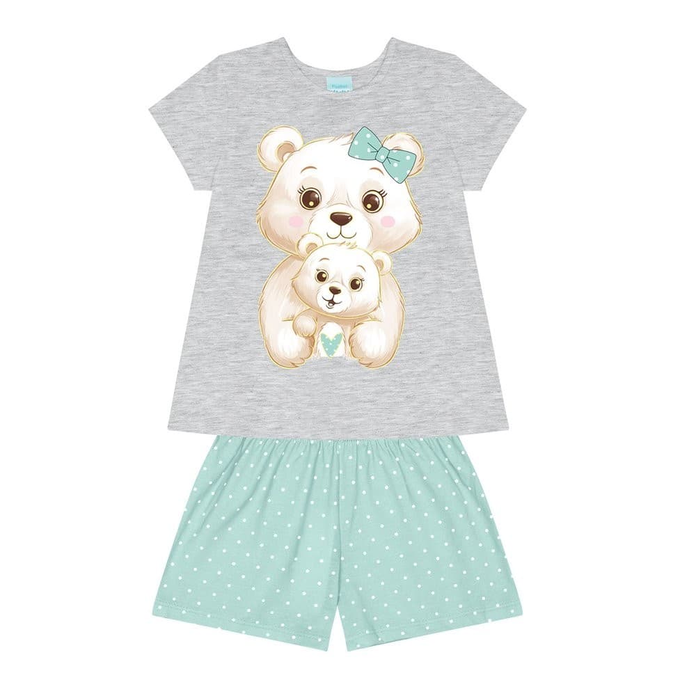 Pijama Menina Manga Curta Ursinhos Brilha no Escuro  – KYLY