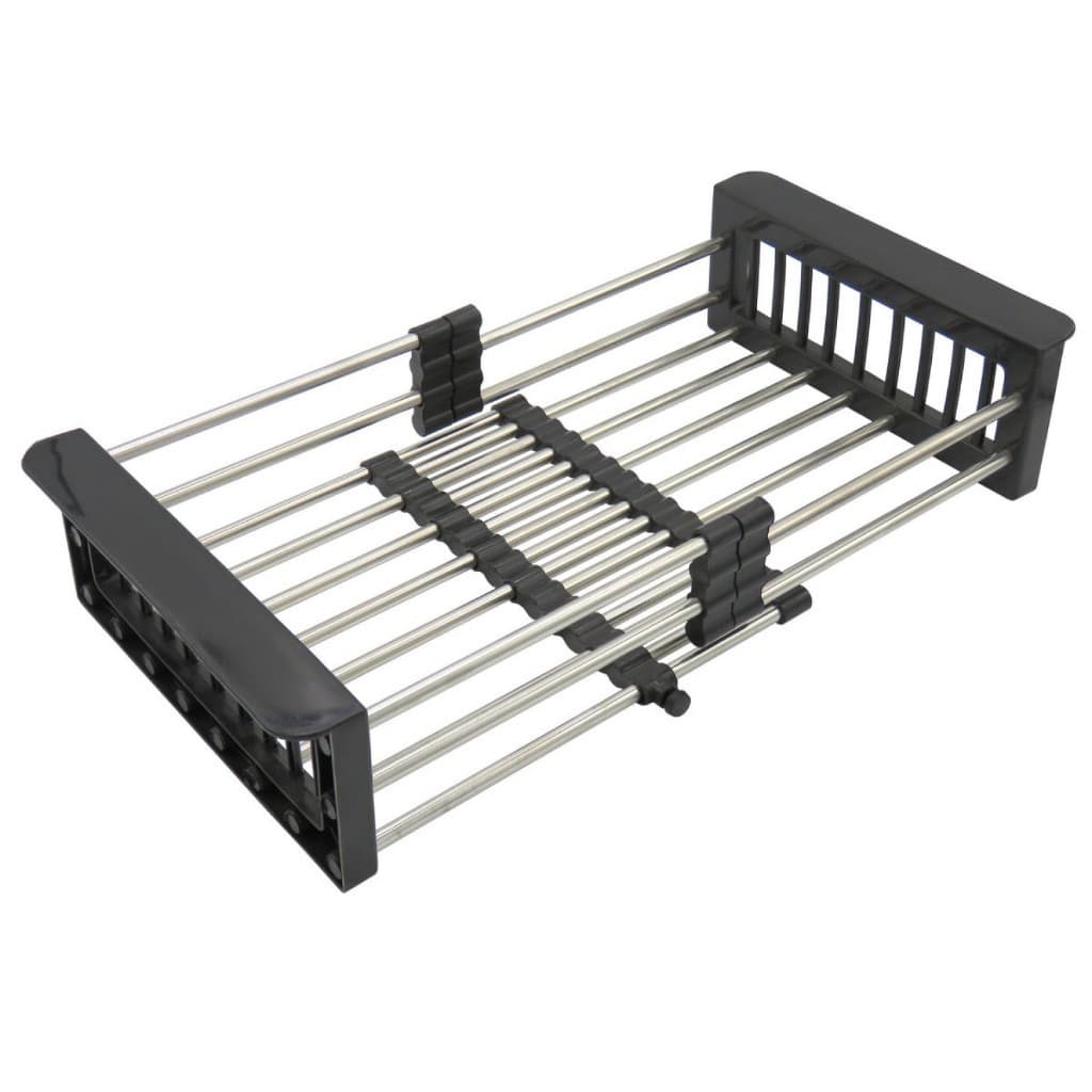 Escorredor de Pia Inox Ajustavel Multiuso Alca Retrateis Para Alimentos Frutas Verduras1