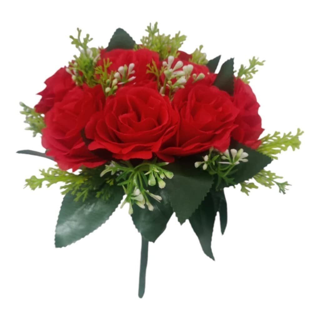 Buquê de Rosas C/12 Flores Plantas Artificiais Decoração