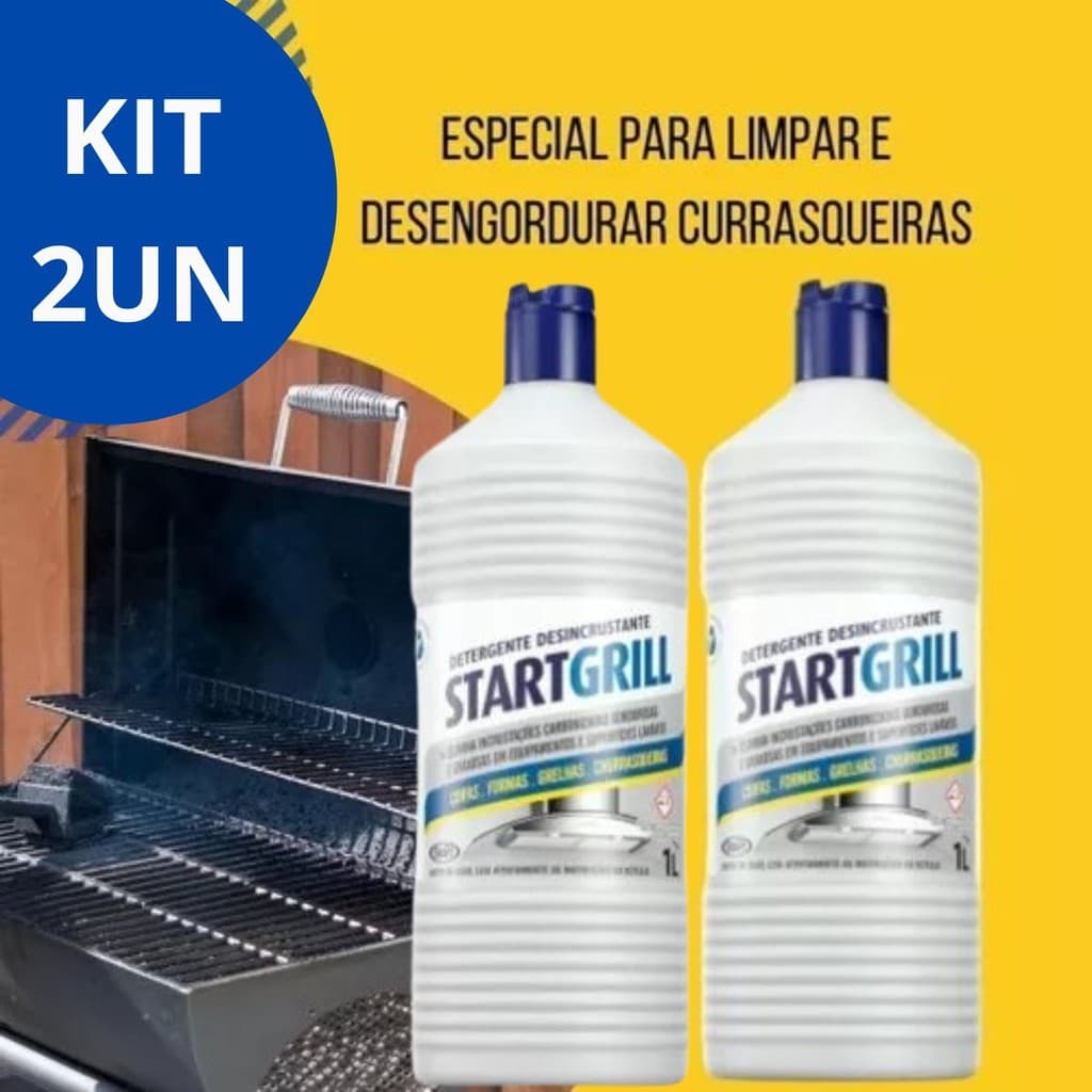 Kit 2x Limpador de Gordura Desincrustrante Para Forno Fogão Grelha Chapa Fritadeira Tubulação Remove Gordura Carbonizada Com Facilidade Concentrado Alta Durabilidade Ideal Para Hamburgueria Start Grill 1L
