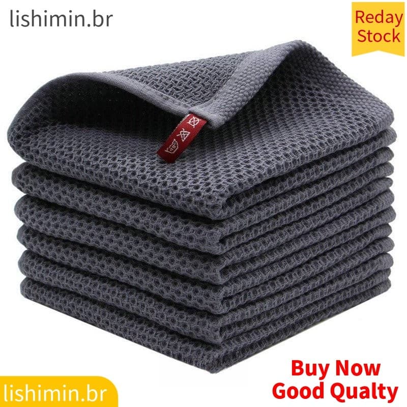 Panos De Cozinha Cotton Waffle Weave , Toalhas De Prato Ultra Macias Absorventes De Secagem Rápida
