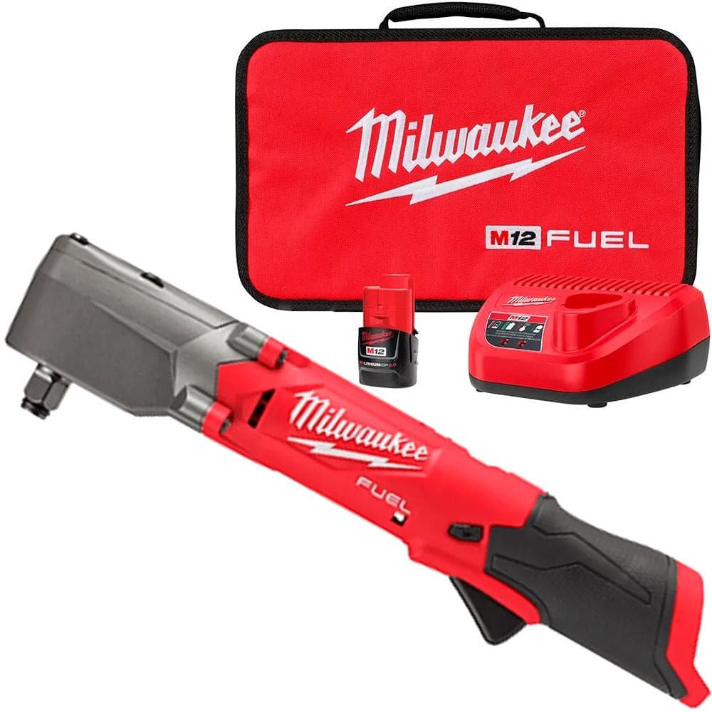Chave de Impacto 1/2" Ângulo Reto M12 FUEL  MILWAUKEE 2565-159N com Bateria 12v CP 2.0 Carregador Bivolt e Bolsa