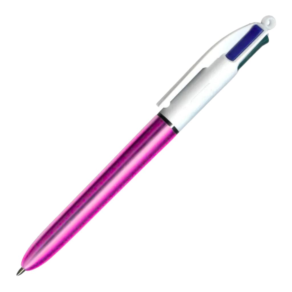 CANETA BIC 4 CORES METALLIC CORPO ROSA AZ/VD/PR/VM