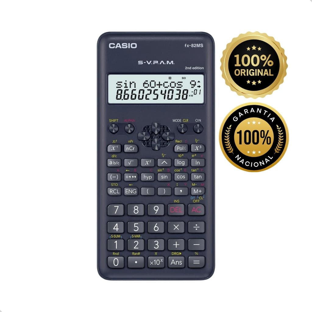 Calculadora Cientifica Casio Fx82ms Preta Cálculos Básicos Avançados Porcentagem Juros