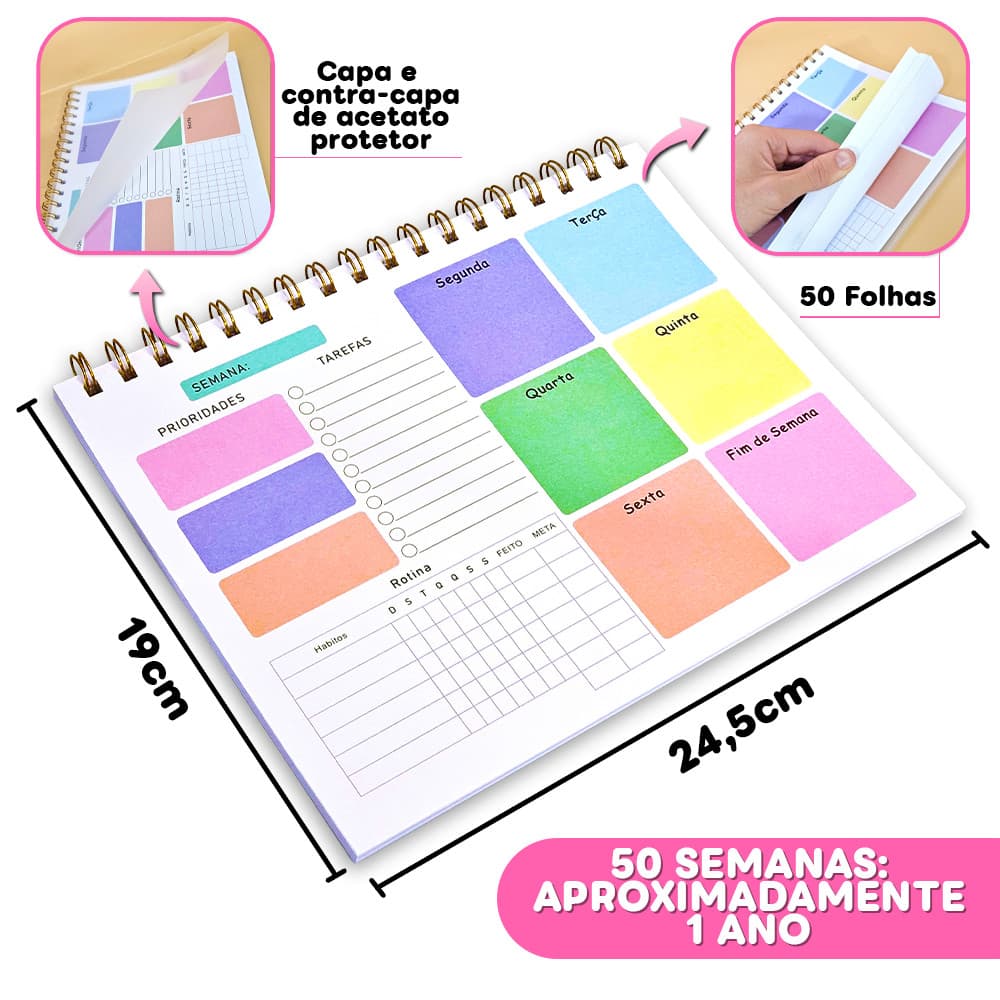 Agenda Planner 50 Semanas Estilo e Planejamento para Sua Rotina
