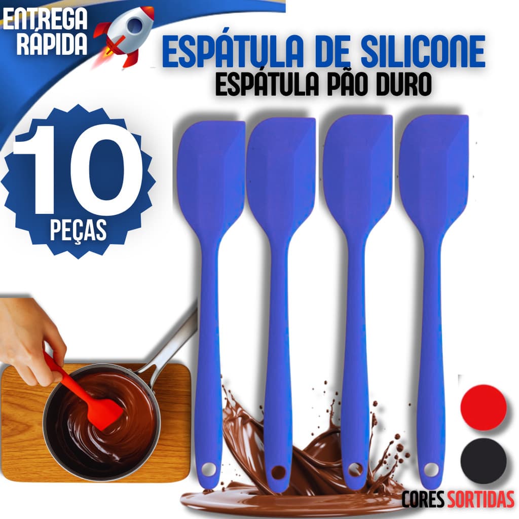 Kit 10 Espatula Pão Duro Silicone Casa Cozinha Buffet Restaurante Qualidade Confeitaria Bolo e Doces