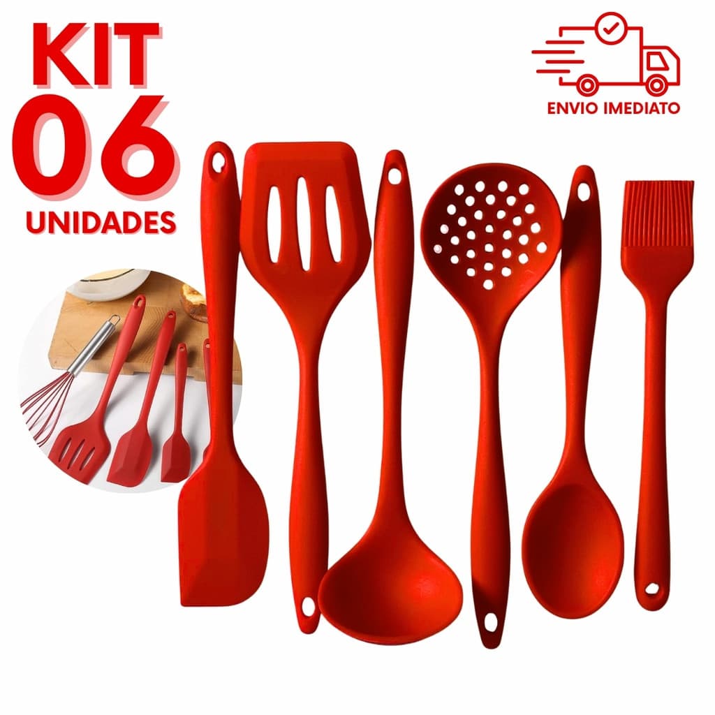 Kit De Utensilios De Silicone Para Servir Colher Escumadeira Concha Espatula Pao Duro Pincel Multiuso Natal Dexoracao