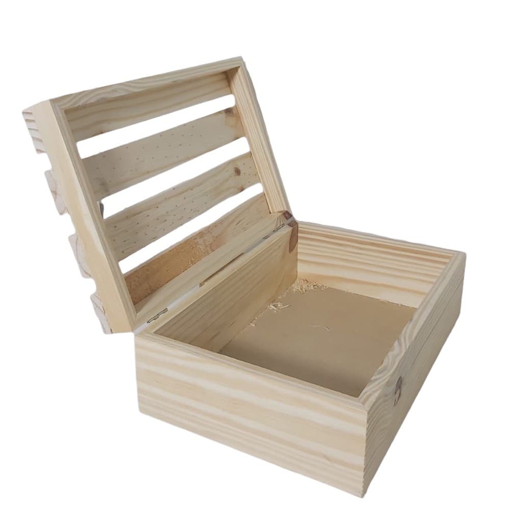 Caixa Pinus Ripada Para Presentear Caixote Grande Organizador Decorativo