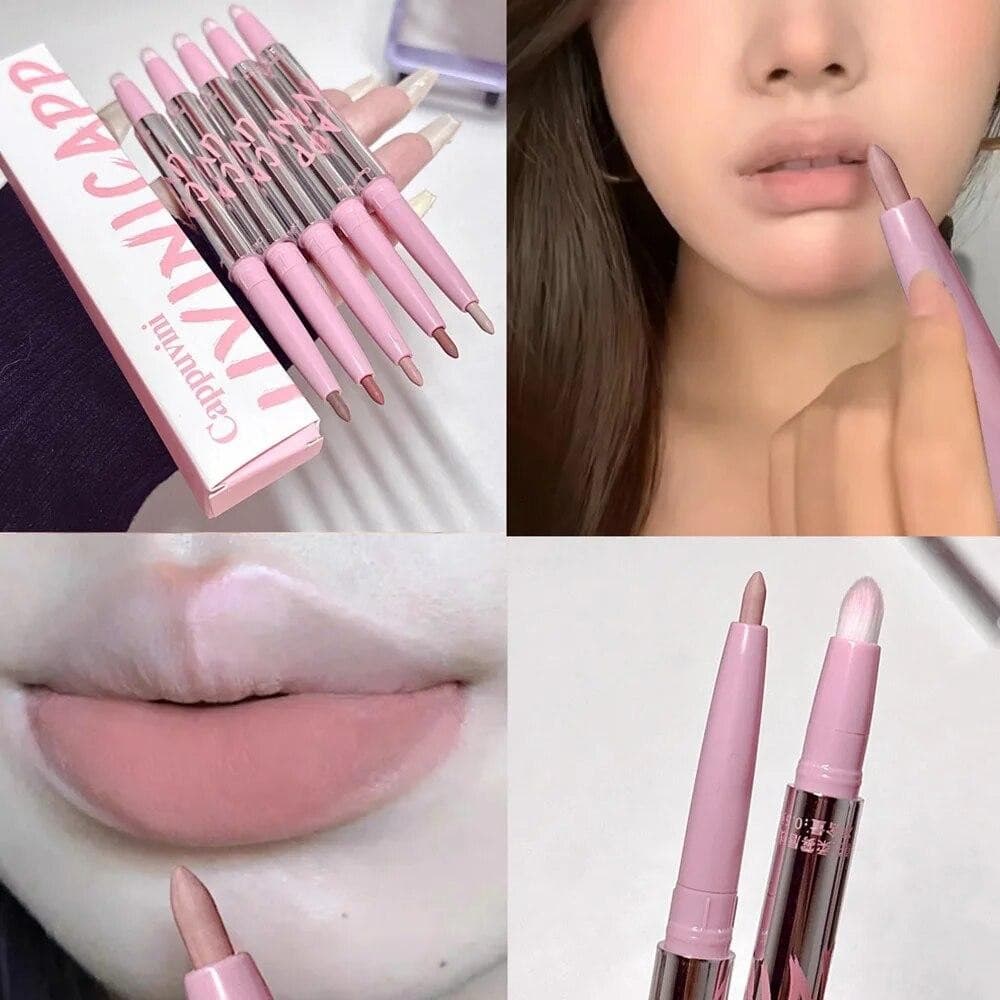 Delineador Labial Nude Com Pincel Cappuvini Estilo Coreano Maquiagem Batom Fosco De Veludo De Longa Duração