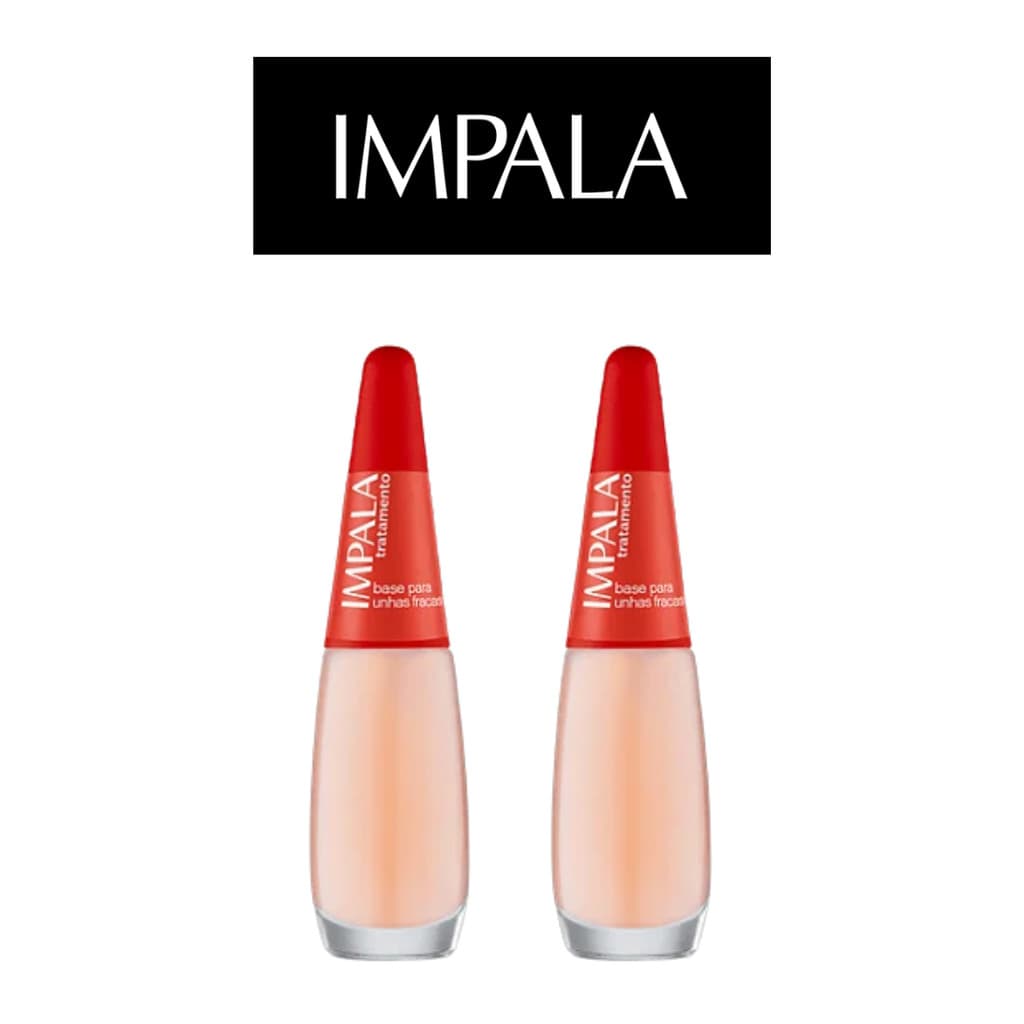 KIT 2 ESMALTE IMPALA TRATAMENTO BASE PARA UNHAS FRACAS