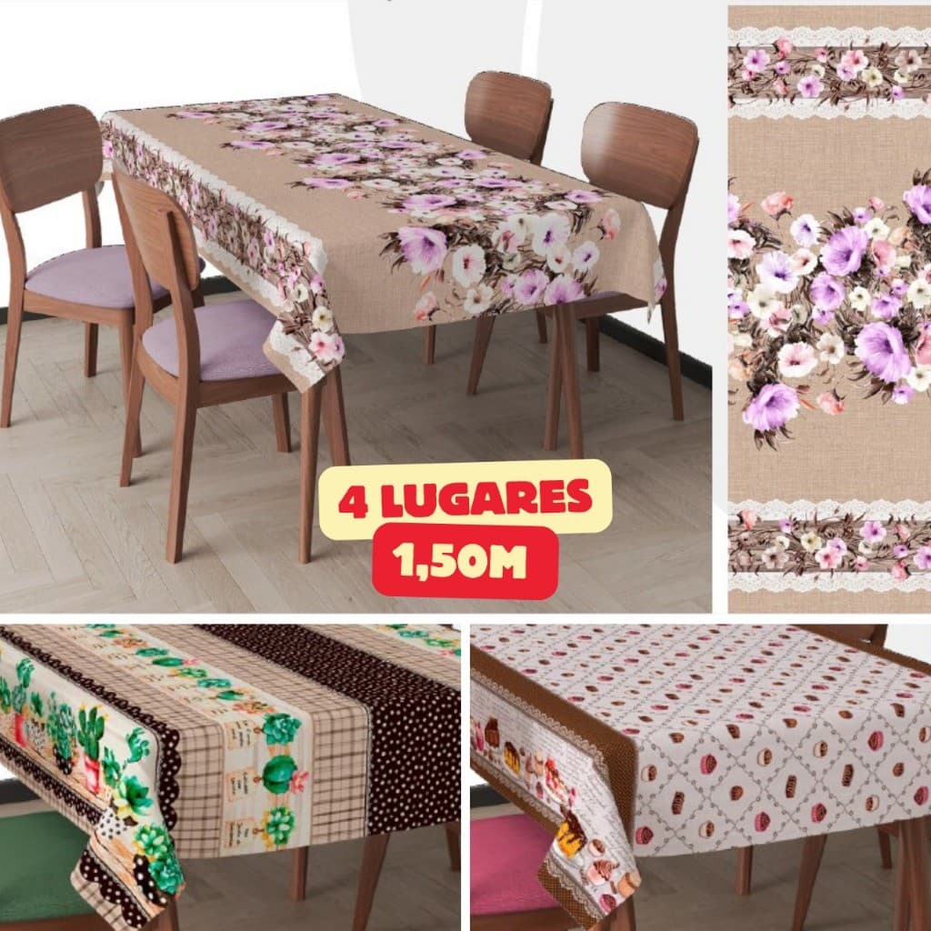 Toalha Plástica de Mesa Térmica 4 lugares 1,50m x 1,40