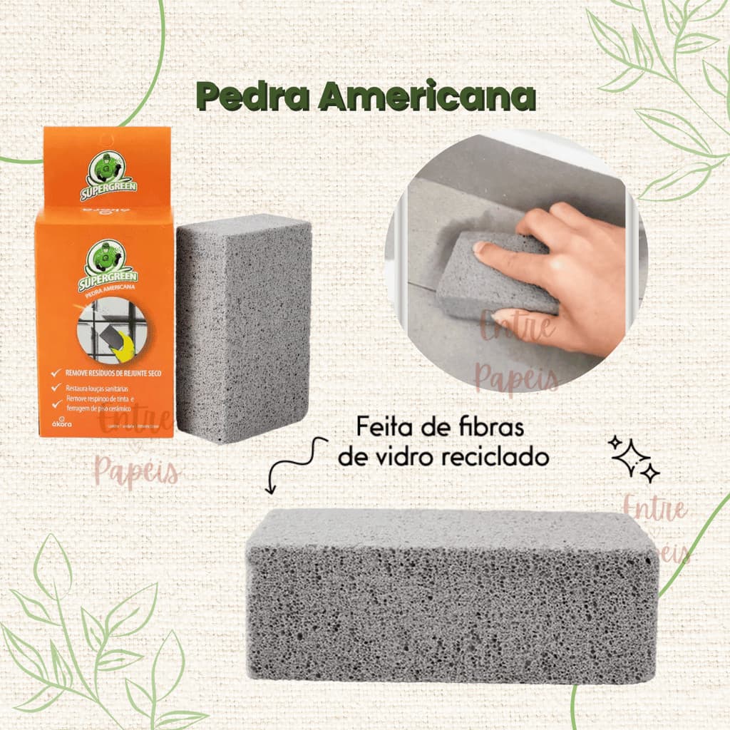 Pedra Americana Supergreen Akora | Remove Manchas, Rejunte, Limpeza Pesada | 1, 2 ou 3 un
