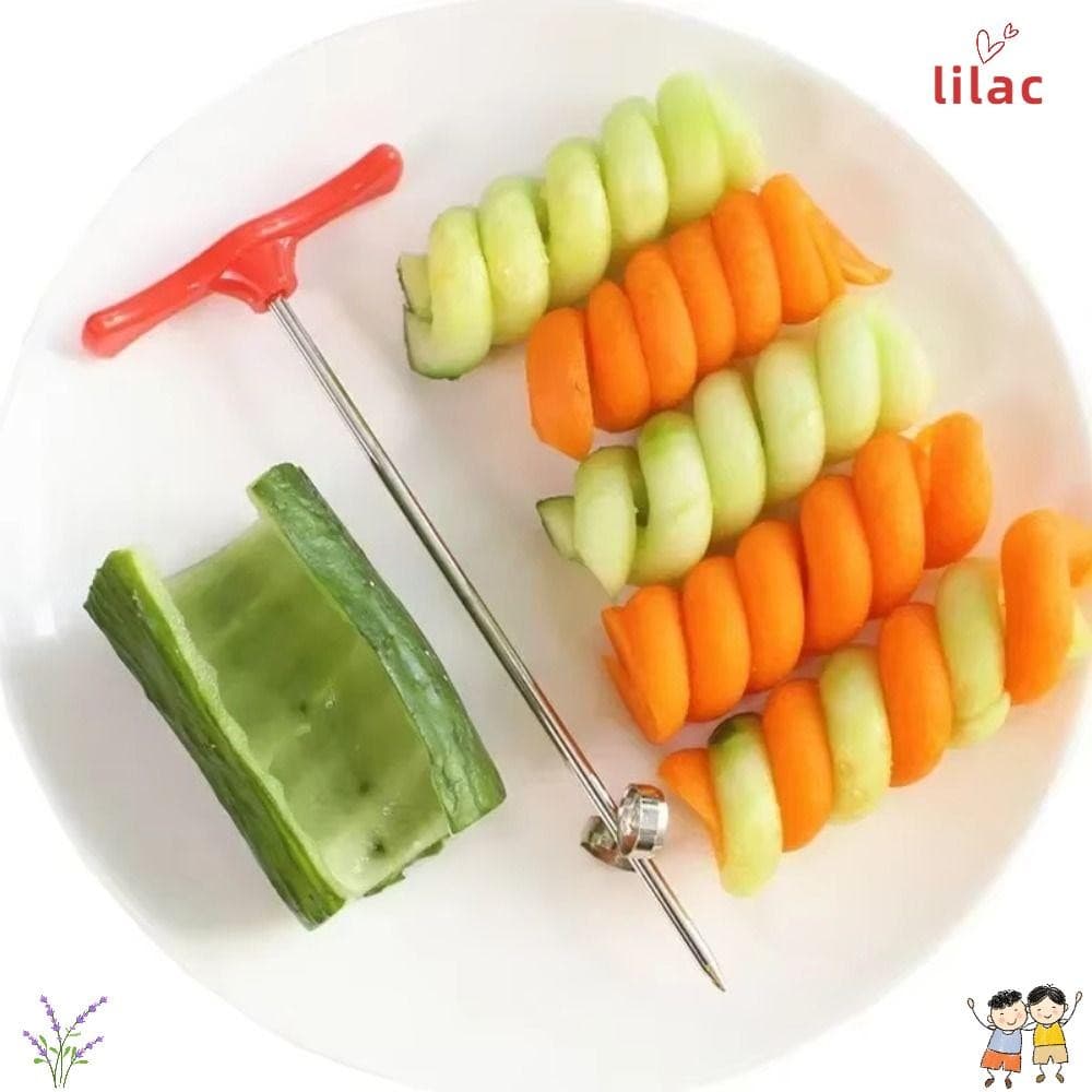 Cortador De Fatia Espiral Lilás , Utensílios De Cozinha De Aço Inoxidável , Fatiador De Batata Giratório , Cabo De Plást