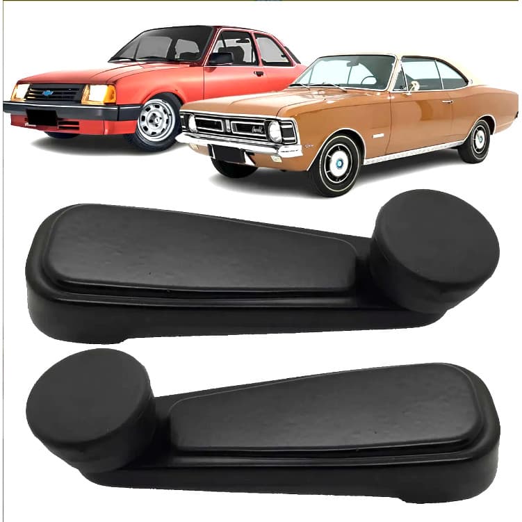 Par de Manivela Vidro  Metal ( Encaixe 8 Estrias ) Opala Monza A20 C20 D20