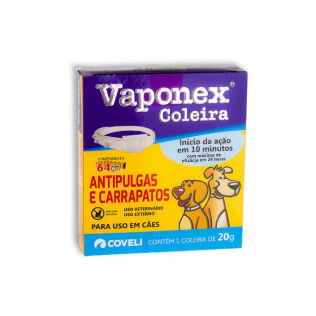 Coleira Antipulgas e Carrapatos Vaponex Para Cães 20g