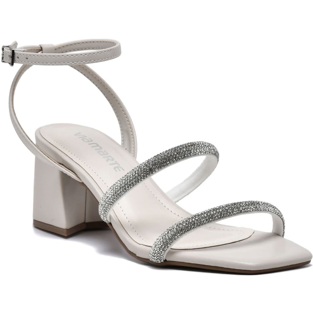 Sandália Salto Bloco Strass Tendência Moda 23-17901 Via Marte