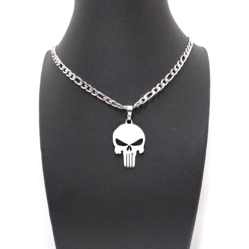 Corrente Com Pingente  Caveira Justiceiro Aço Inox