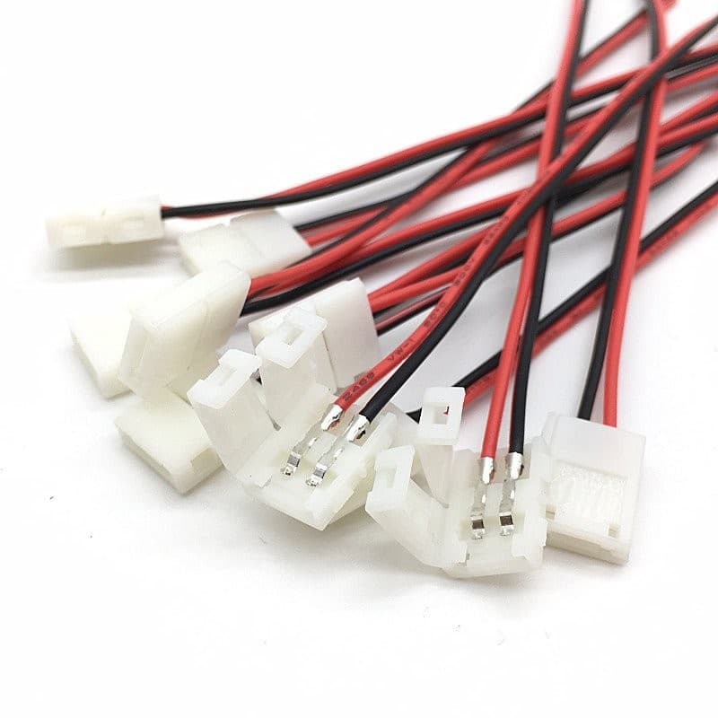 Cabo De 10/20pcs Conector De Fita LED De 2 Pinos 2835/5050 Adaptador De Cor Única Fio De Alimentação Útil De 8/10mm