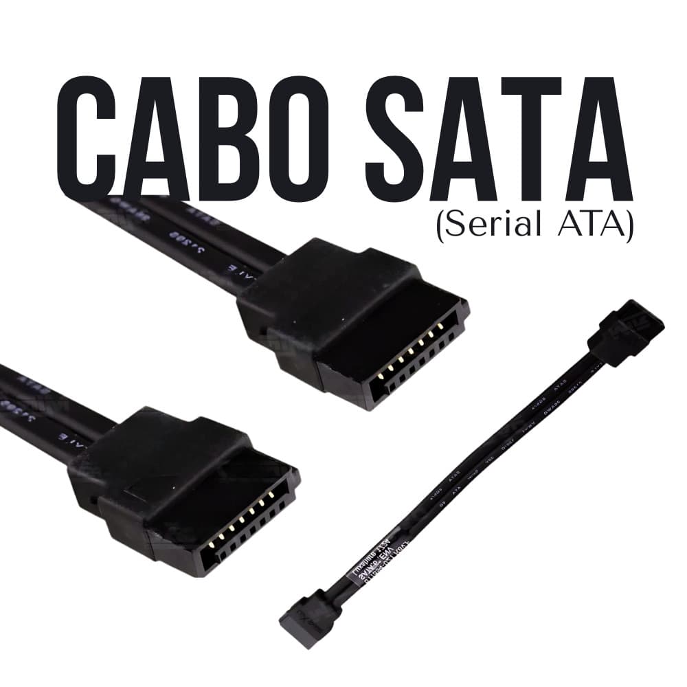 Cabo SATA  Serial ATA Preto 15 cm para Conexão HD SSD e Drives Ópticos em Computadores  e Notebooks