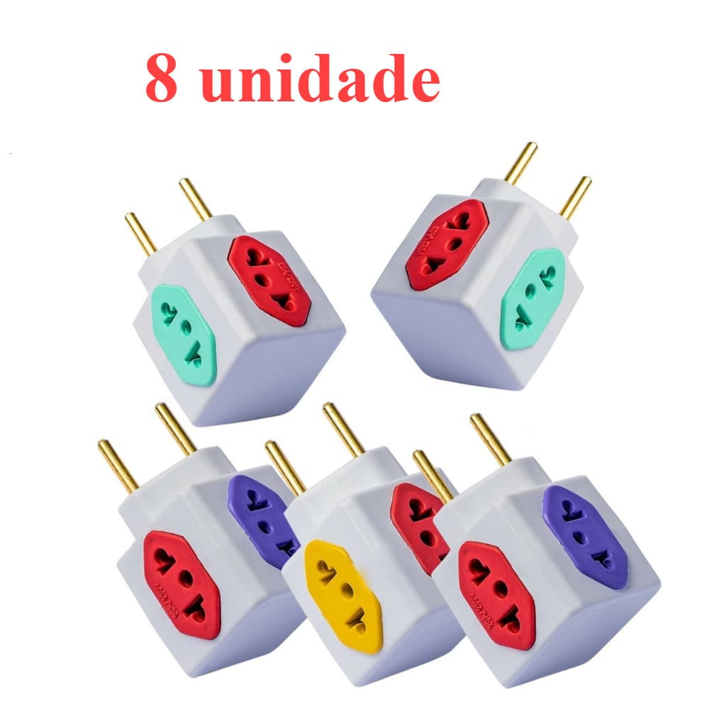 Adaptador de Tomada Cubo Colorido 4 Entradas Bivolt Universal 10A e 20A