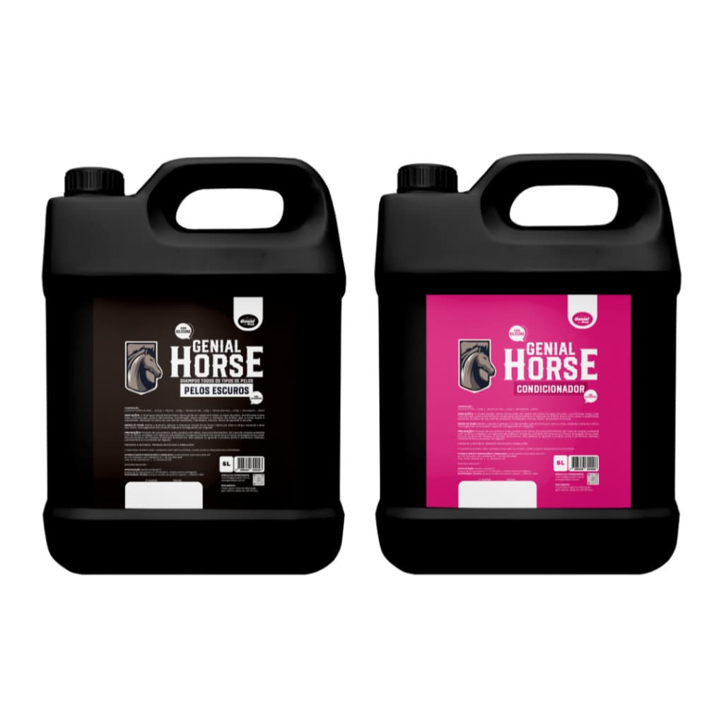 Kit 5 Litros Shampoo Cavalo Escurecedor + Condicionador Genial Horse