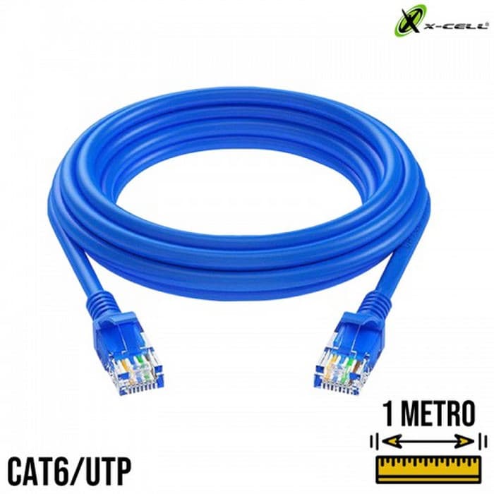 Cabo de Rede Patch Cord RJ45 1m Cat6 XC-CAT6-1 X-Cell - Azul