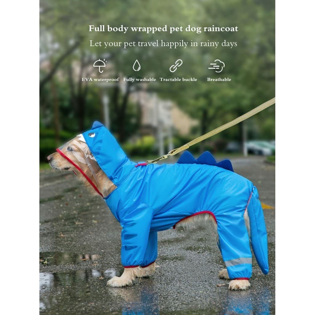Capa De Chuva Para Cães Grandes Médios À Prova D'água D'água Forma Fofa Com Tiras Refletoras