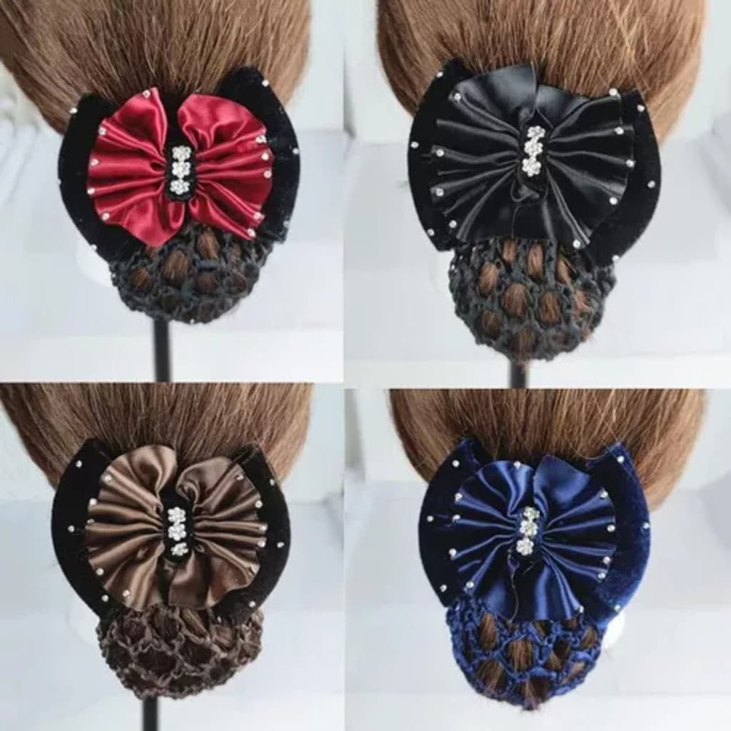Kit 3 Presilha de Laço com Rede para Cabelo