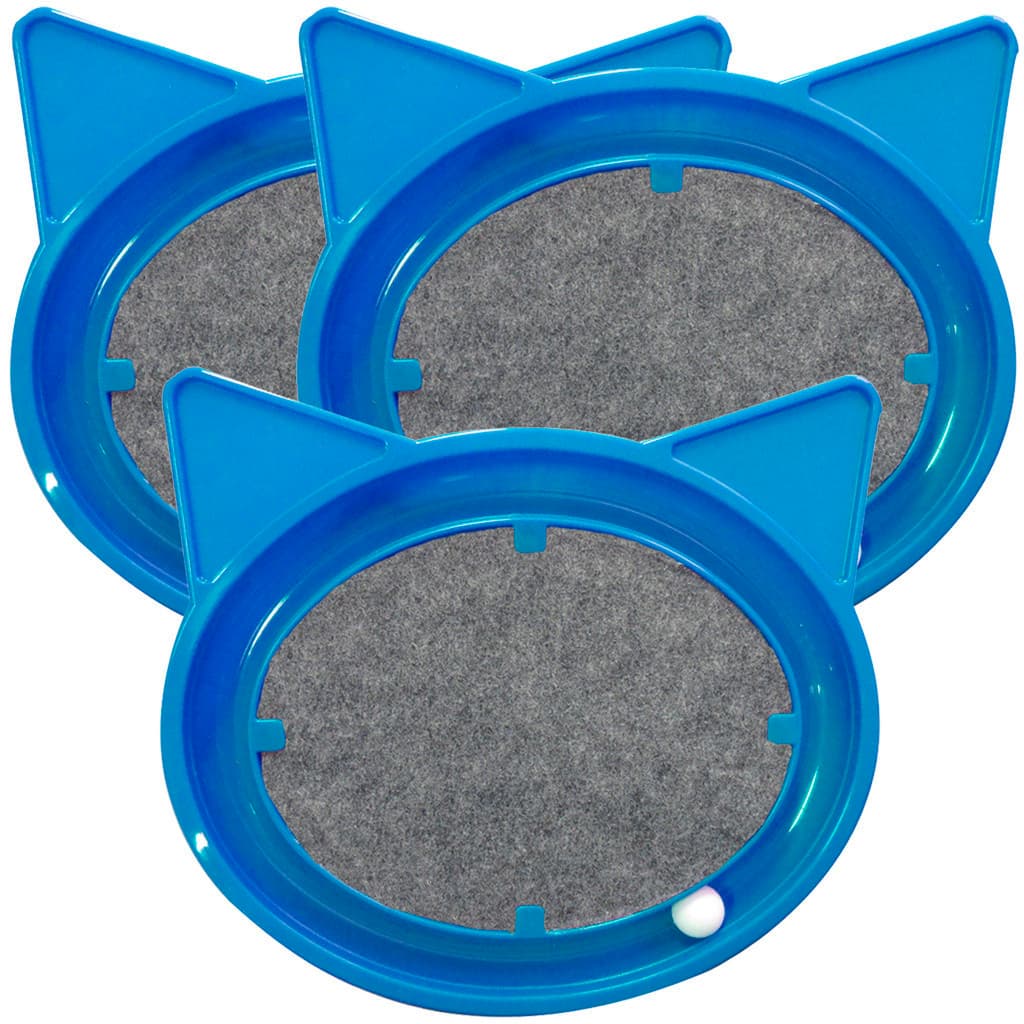 Kit 3 Super Cat Relax Pop Arranhador Gato Interativo Brinquedo Bolinha Plástico Azul Furacão Pet
