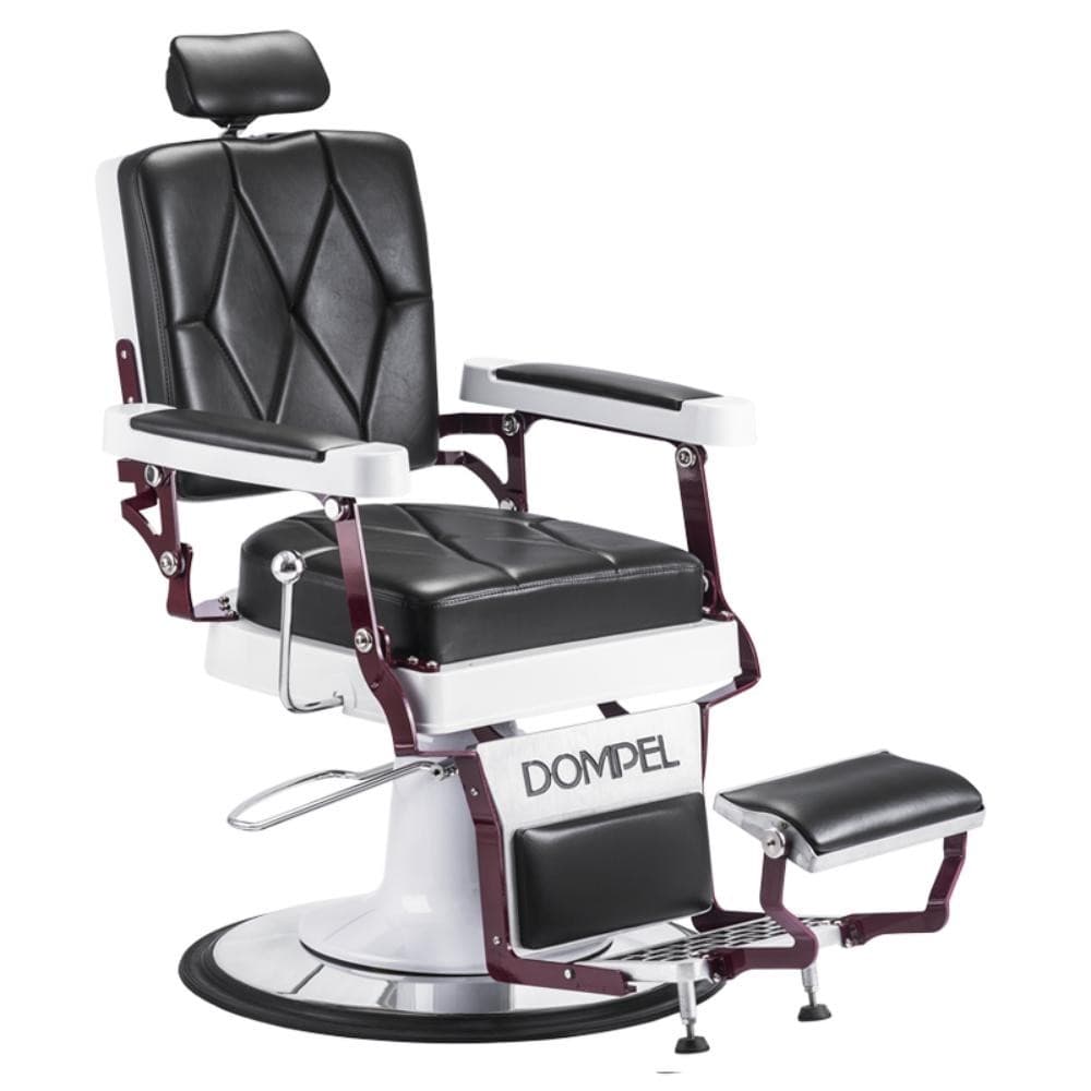Cadeira de Barbeiro Hidráulica Reclinável Preta e Branca Base Redonda Harley Premium Dompel