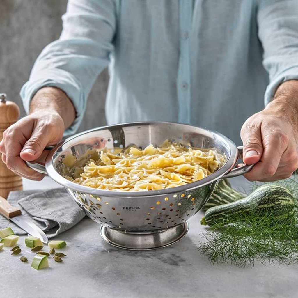 Escorredor de Macarrão Com Alça Aço Inox Cozinha Massa Brinox